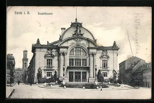 AK Fürth i. B., Stadttheater mit Anlage