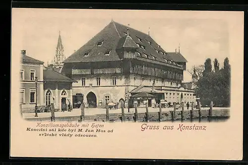 AK Konstanz, Konziliumsgebäude mit Hafen