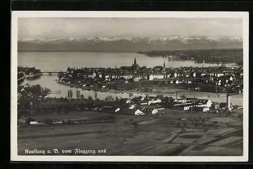 AK Konstanz, Ortsansicht vom Flugzeug aus