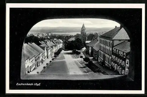 AK Eschenbach /Opf., Strassenpartie, durch ein Fenster gesehen