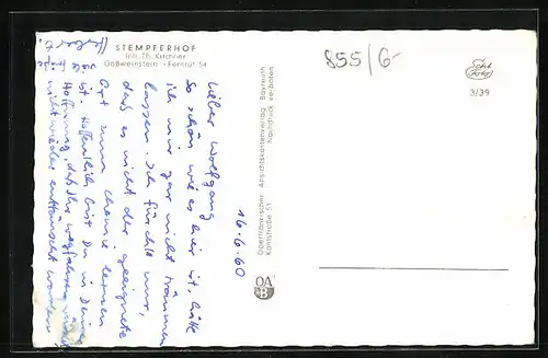 AK Gössweinstein /Fränk. Schweiz, Pension Stempferhof, Ortspartie, Teilansicht mit Kirche