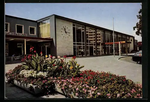 AK Göppingen, Blumenmeer vor dem Bahnhof