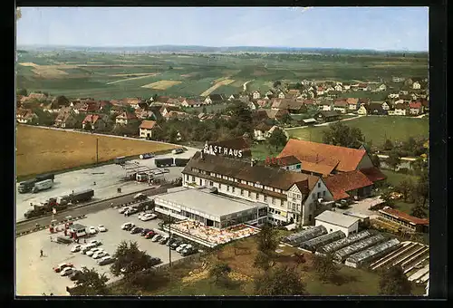 AK Dornstadt b. Ulm, Hotel-Rasthaus Chaussee, Bes. Christ. Schmid, Avia Station a. d. Autobahnausfahrt