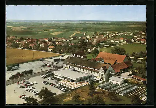 AK Dornstadt b. Ulm, Hotel-Rasthaus Chaussee, Bes. Christ. Schmid, Avia Station a. d. Autobahnausfahrt