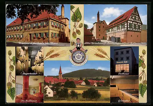 AK Leinburg b. Nürnberg, Brauerei Bub, Brauerei und Gasthaus Zur Krone, Lagerkeller, Sudhaus