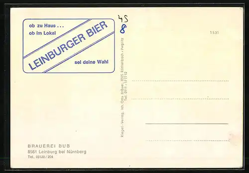 AK Leinburg b. Nürnberg, Brauerei Bub, Brauerei und Gasthaus Zur Krone, Lagerkeller, Sudhaus