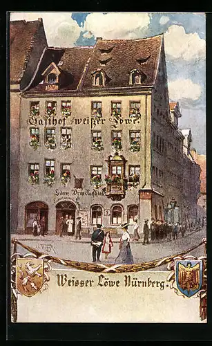 Künstler-AK Nürnberg, Gasthof Weisser Löwe