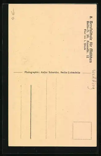 AK Berlin-Wedding, Innenansicht Berufsschule für Mädchen, Ravenestr. 12