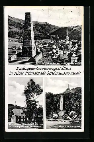AK Schönau /Schwarzwald, Ehrenmal, Grabmal Albert Leo Schlageters