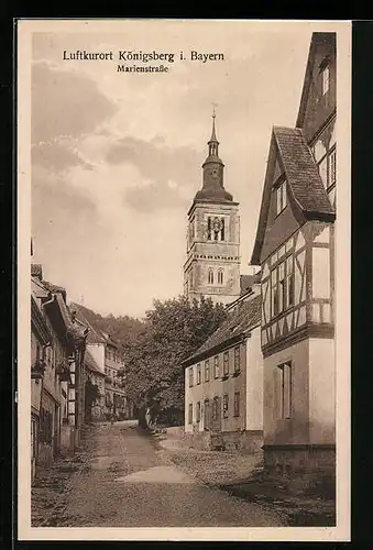 AK Königsberg i. Bayern, Marienstrasse mit Kirche