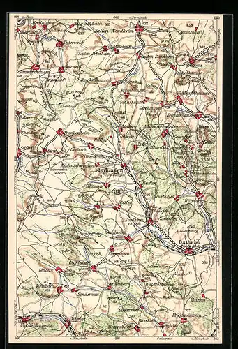 AK Fladungen, Landkarte der Stadt und beiliegenden Orten vom WONA-Verlag