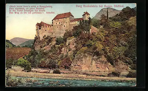 AK Bozen, Burg Runkelstein vom Wasser gesehen