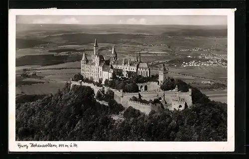 AK Burg Hohenzollern, Ansicht aus der Vogelschau