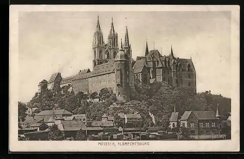 AK Meissen, Teilansicht mit Albrechtsburg