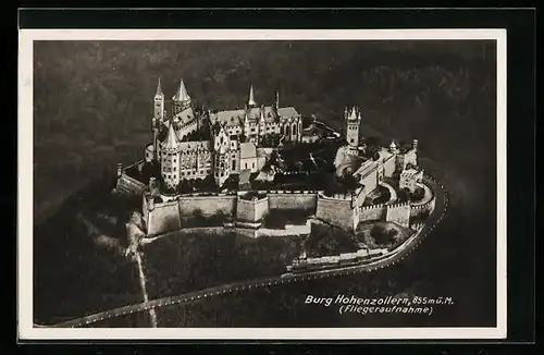 AK Burg Hohenzollern, Fliegeraufnahme