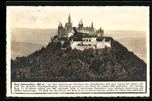 AK Burg Hohenzollern, Ansicht mit Fernblick