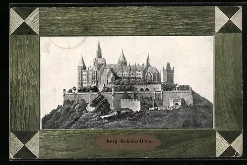 Passepartout-AK Burg Hohenzollern, Totalansicht