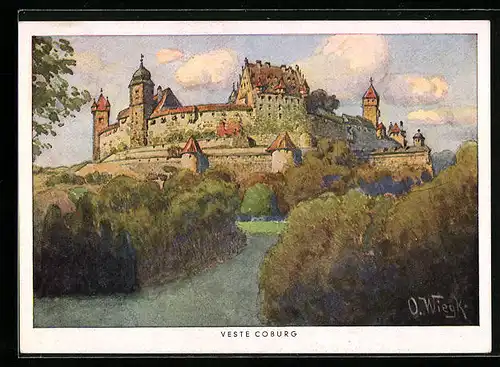 Künstler-AK Coburg, Veste Coburg im Sonnenschein