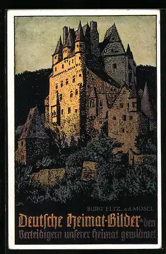 Künstler-AK Burg Eltz, Gesamtansicht