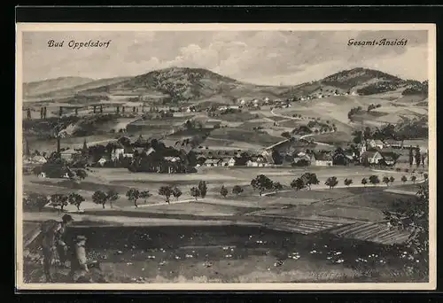 Künstler-AK Bad Oppelsdorf, Gesamtansicht