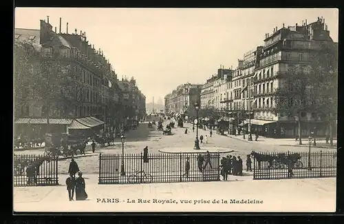 AK Paris, La Rue Royale, Vue prise de la Madeleine