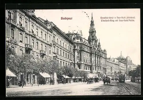 AK Budapest, Elisabeth-Ring mit New-York Palais