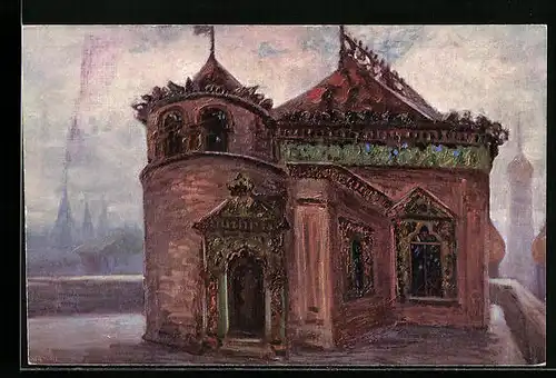 Künstler-AK Moskau, Der Beobachtungsturm vom Kreml