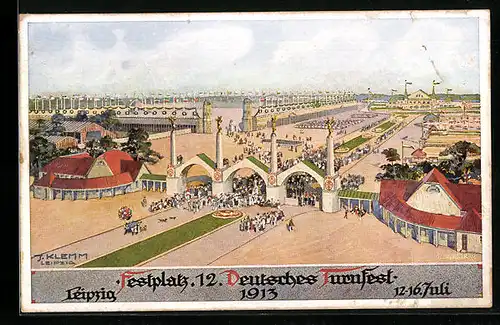 AK Leipzig, Turnfest 1913, Festplatz aus der Vogelschau