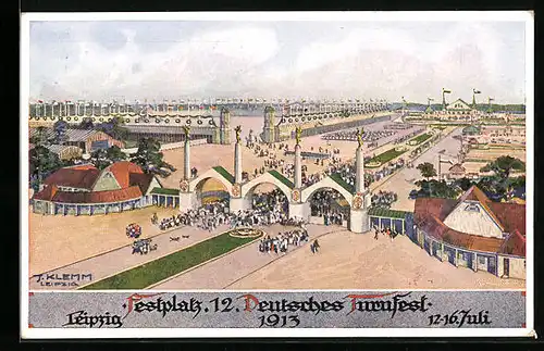AK Leipzig, Turnfest 1913, Festplatz, Gesamtansicht von oben