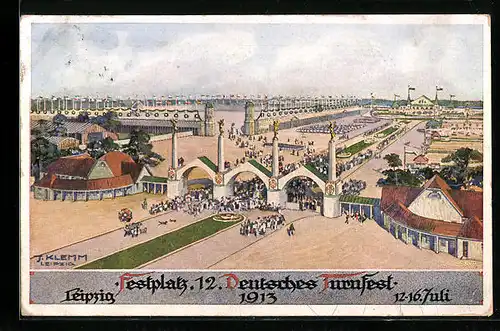 AK Leipzig, Turnfest 1913, Festplatz, Gesamtansicht aus der Vogelschau
