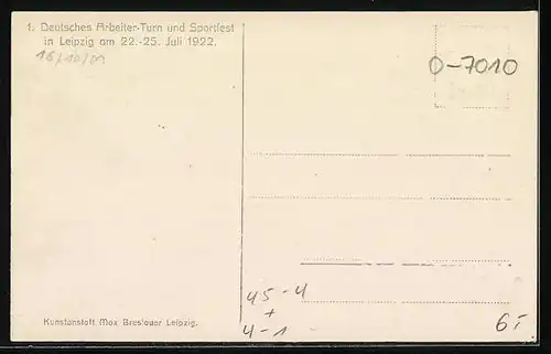 AK Leipzig, Deutsches Arbeiter Turn- und Sportfest 1922, Formations-Vorführung mit Zuschauern aus der Vogelschau