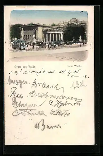 AK Berlin, Neue Wache mit Strassenbahn
