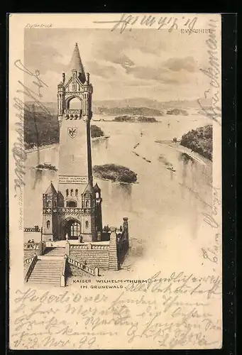 Künstler-AK Berlin, Kaiser Wilhelm-Turm im Grunewald