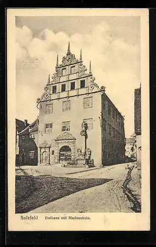 AK Sulzfeld, Rathaus mit Mariensäule