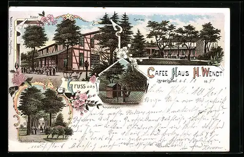 Lithographie Israelsdorf, Kaffee Haus H. Wendt, Garten