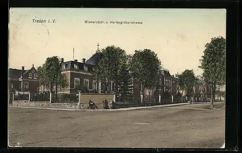 AK Treuen i. V., Bismarckstr. u. Herlasgrünerstrasse