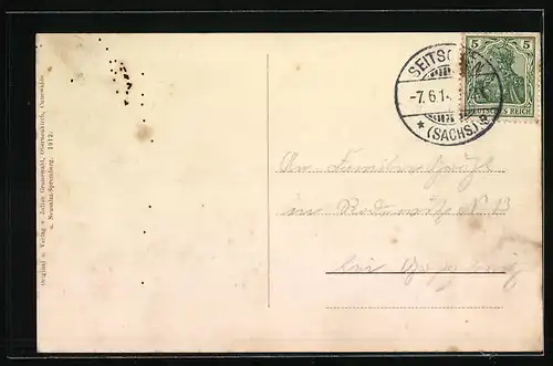 AK Gaussig, Kirche, Schule, Am Gasthof