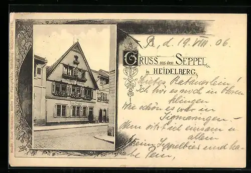 AK Heidelberg, Blick auf Gasthaus-Brauerer Zum Seppel