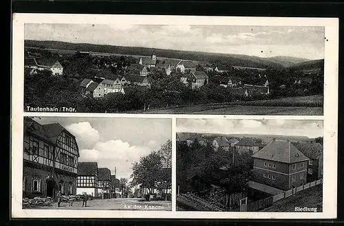 AK Tautenhain /Thür., Ortsansicht, Siedlung, An der Kanone