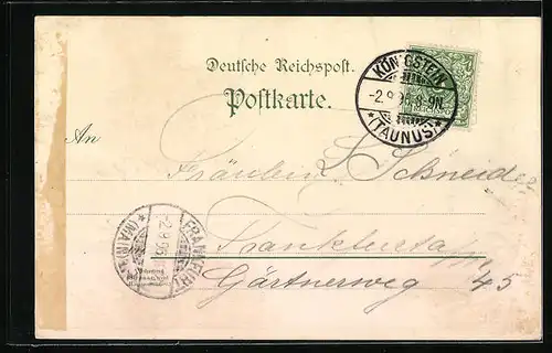 Lithographie Eppstein, Gesamtansicht mit Umgebung, Gasthaus Hermann Muth mit Turm