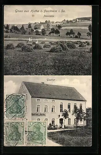 AK Hutha b. Forchheim, Panorama, Gasthof