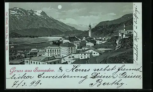 Mondschein-Lithographie Samaden, Panorama
