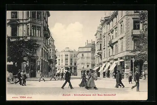 AK Zürich, Sihlhofstrassemit Neu-Seidenhof