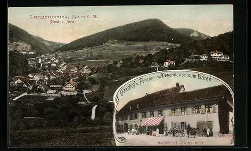 AK Langenbruck /Basler Jura, Gasthof und Pension mit Depandance zum Bären, Teilansicht