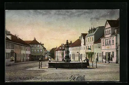 AK Rodach b. Coburg, Brunnen in der Heldenburgerstrasse