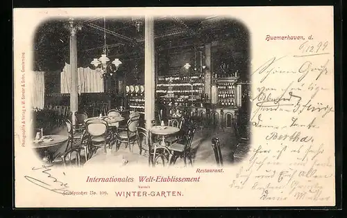 AK Bremerhaven, Innenansicht Restaurant Internationales Welt-Etablissement