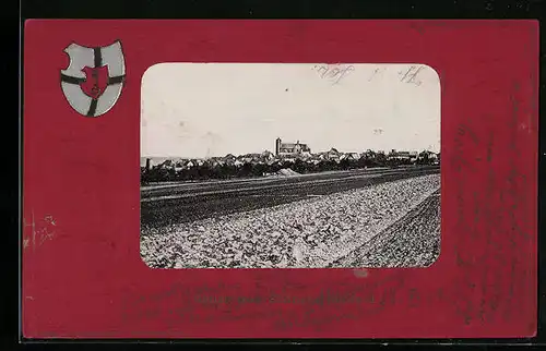 Präge-AK Münstermaifeld, Ortsansicht mit Wappen