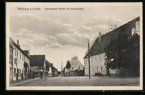 AK Mühlberg a. d. Elbe, Neustädter Markt mit Haynstrasse