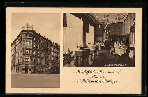 AK Mainz, Hotel Pfeil u. Continental, C. Weissmüller-Röhrig