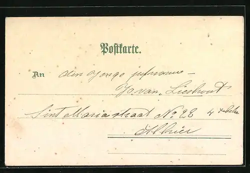 Lithographie Geestemünde, Kaiserl. Postamt mit Besuchern